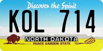 ND license plate KOL714
