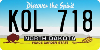 ND license plate KOL718