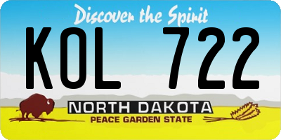 ND license plate KOL722