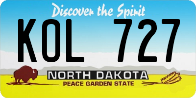 ND license plate KOL727