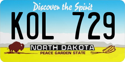 ND license plate KOL729