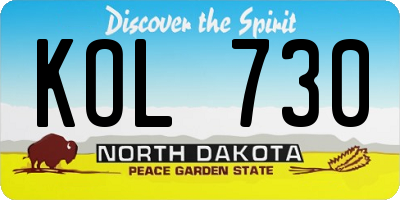 ND license plate KOL730