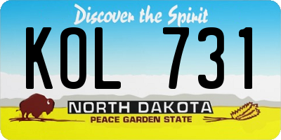 ND license plate KOL731