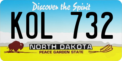 ND license plate KOL732