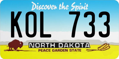 ND license plate KOL733