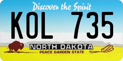 ND license plate KOL735