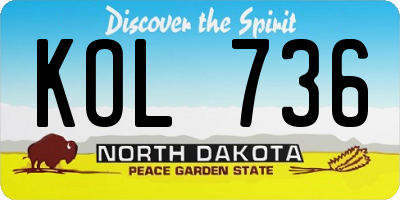 ND license plate KOL736