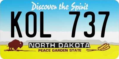 ND license plate KOL737