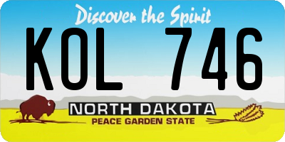 ND license plate KOL746