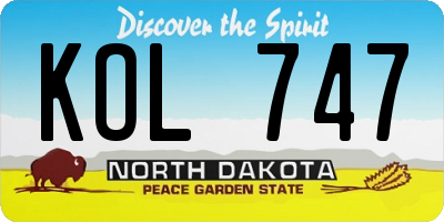 ND license plate KOL747