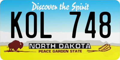 ND license plate KOL748