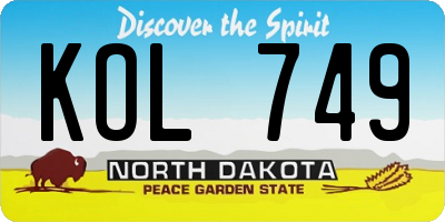 ND license plate KOL749