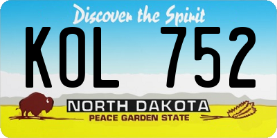 ND license plate KOL752