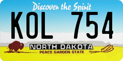 ND license plate KOL754