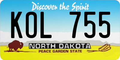 ND license plate KOL755