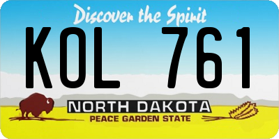ND license plate KOL761
