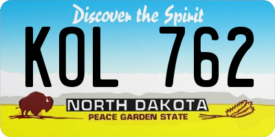 ND license plate KOL762