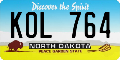 ND license plate KOL764