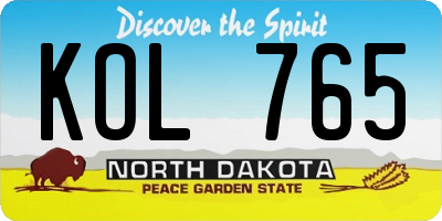 ND license plate KOL765