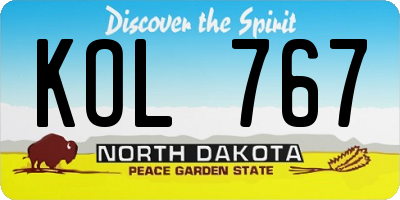 ND license plate KOL767