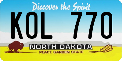 ND license plate KOL770