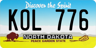 ND license plate KOL776