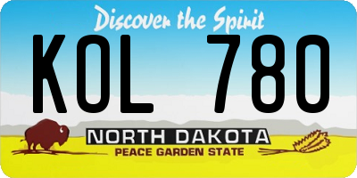 ND license plate KOL780
