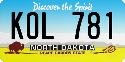 ND license plate KOL781