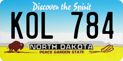 ND license plate KOL784