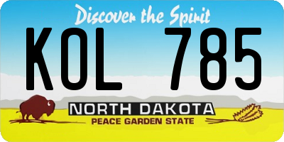 ND license plate KOL785