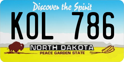 ND license plate KOL786