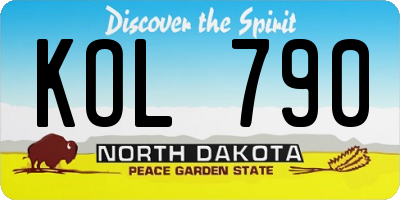 ND license plate KOL790