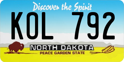 ND license plate KOL792
