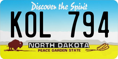 ND license plate KOL794