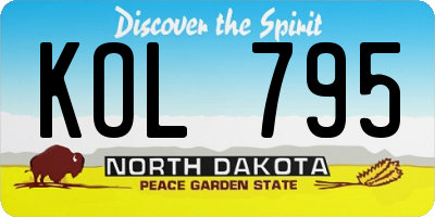 ND license plate KOL795