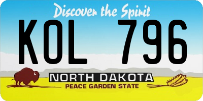 ND license plate KOL796