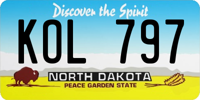 ND license plate KOL797