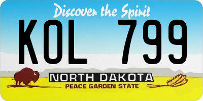 ND license plate KOL799