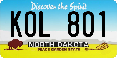 ND license plate KOL801