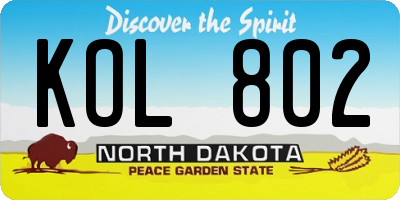 ND license plate KOL802