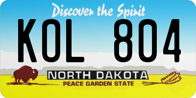 ND license plate KOL804