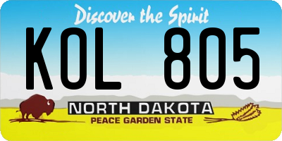 ND license plate KOL805