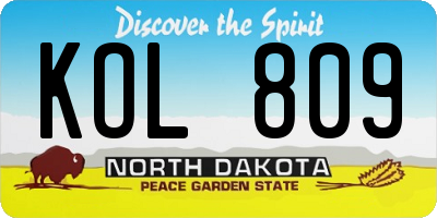 ND license plate KOL809
