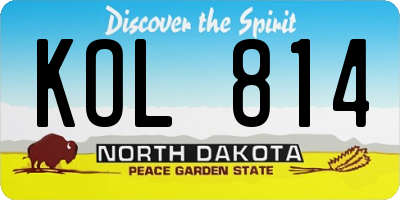 ND license plate KOL814