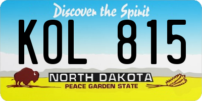 ND license plate KOL815