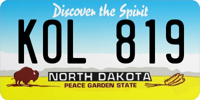 ND license plate KOL819