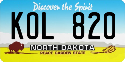 ND license plate KOL820