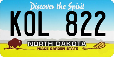 ND license plate KOL822