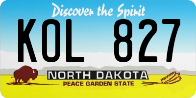 ND license plate KOL827
