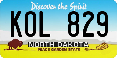 ND license plate KOL829